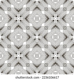 Vector Line Icon Seamless Pattern Isolated on White Background.