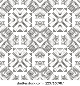 Vector Line Icon Seamless Pattern Isolated on White Background.