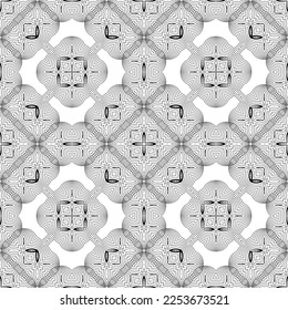 Vector Line Icon Seamless Pattern Isolated on White Background.