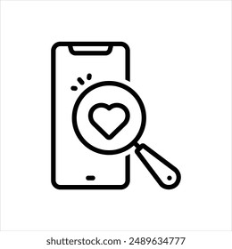 Vector line icon for search love