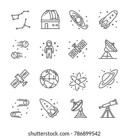 Vector line icon set for astronomy. Linear web symbol for space.