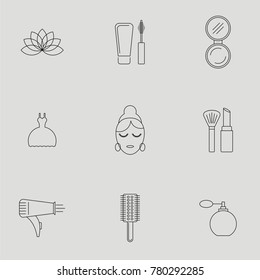 Vector Line Icon Set of Beauty & Cosmetic. 