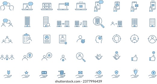 Juego de iconos de línea de vector para empresas y trabajo