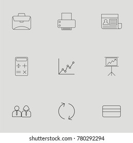 Vector Line Icon Set of Business and office. 