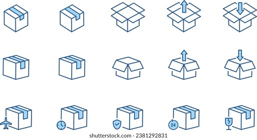 Vector Line Icon Set for Cardboard Package and Parcel-related Icons
