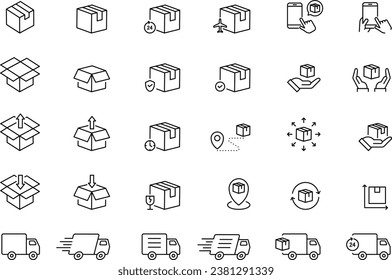 Vector Line Icon Set for Delivery-related Icons