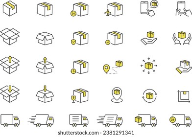 Vector Line Icon Set for Delivery-related Icons