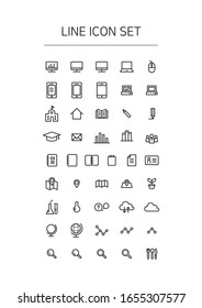 Vector line icon set of education, business etc.