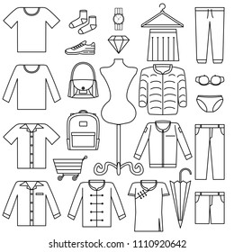 vector line icon set - fashion sale symbol Product Category on white background