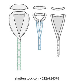 Conjunto de iconos de línea de vector de estilos de collar de camisa