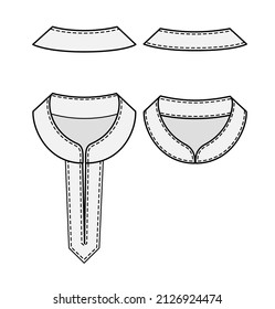 Vector line icon set of shirt collar styles