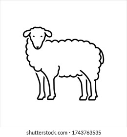 Vector line icon for sheep