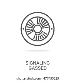 Vector line icon signaling gassed. Household appliances for the kitchen, gas supply, water supply modern home. Web graphics, banners, business templates. Isolated on a white background.