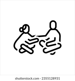 Vector line icon for sister and brother