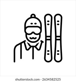 Vector line icon for skier