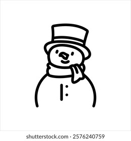 Vector line icon for snowman