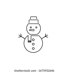 Vector line icon of snowman with hat and scarf