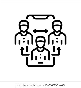 Icono de línea de Vector para dinámicas sociales