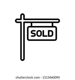 Vector line icon for sold sign