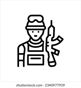 Icono de línea de vector para soldado