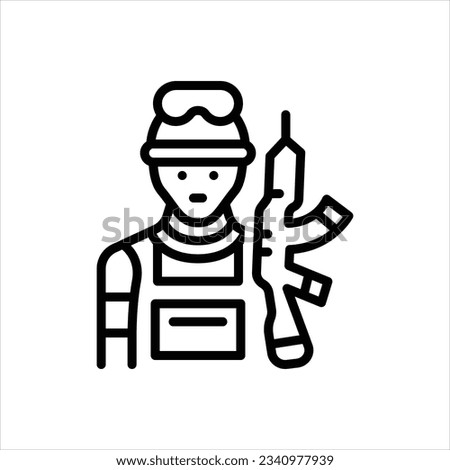 Vector line icon for soldier