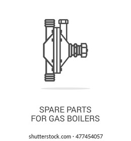 Vector line icon spare parts for gas boilers.  Web graphics, banners, business templates. Isolated on a white background.