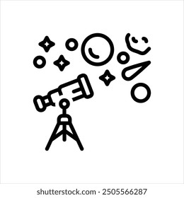 Icono de línea de Vector para mirar las estrellas