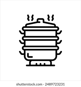 Vector line icon for steamer