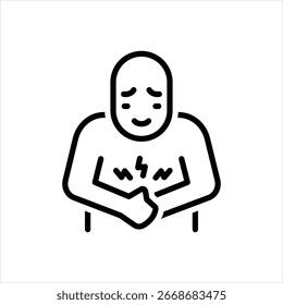 Icono de la línea del Vector para el dolor de estómago