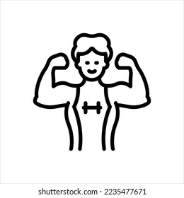 Vector line icon for strong