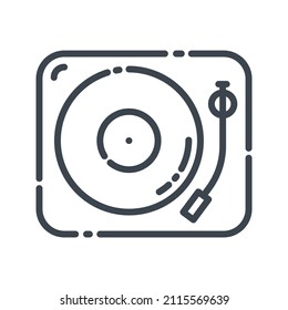 Vector line icon style gramophone with record.