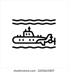 Ícone de linha de vetor para submarino