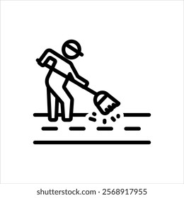 Vector line icon for sweeping