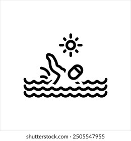 Vector line icon for swim
