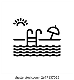 Icono de línea de Vector para piscina