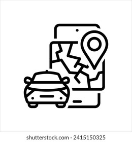 Vector line icon for taxi