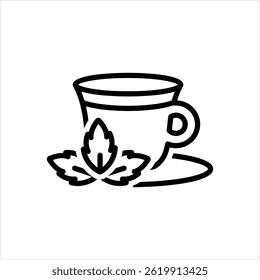 Vector line icon for tea cup mint