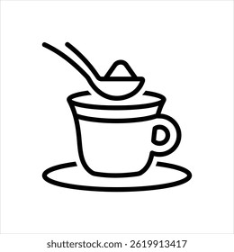 Icono de línea de Vector para té con azúcar