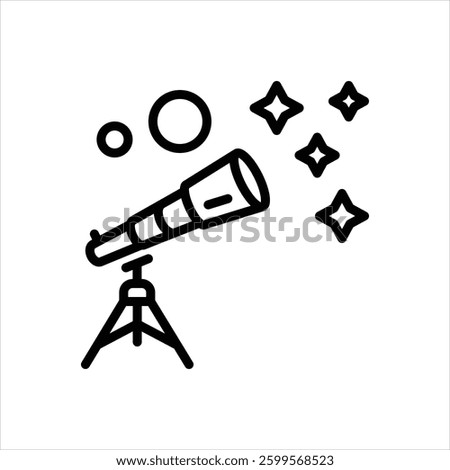 Vector line icon for telescope