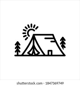 Vector line icon for tent