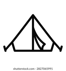 Vector line icon of a tent with open flap