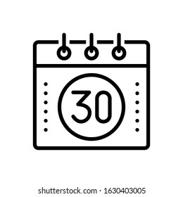 Vector line icon for thirty