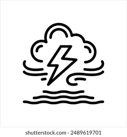 Vector line icon for thunderstorm