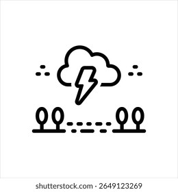 Ícone de linha de vetor para tempestade