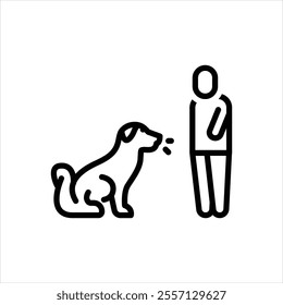 Vector line icon for training dog
