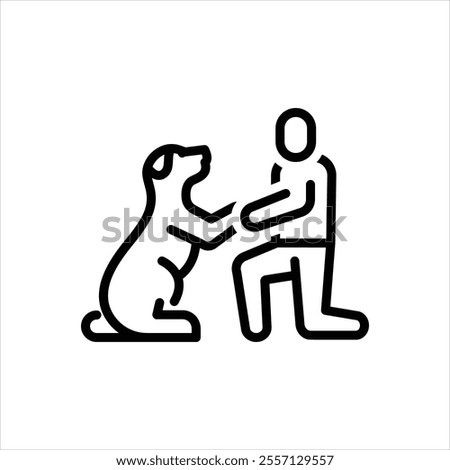 Vector line icon for training dog