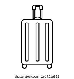 Vector line icon with travel suitcase isolated on white background.	
