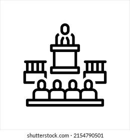 Vector line icon for tribunal