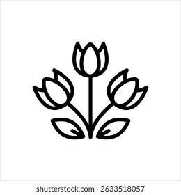 Vector line icon for tulip
