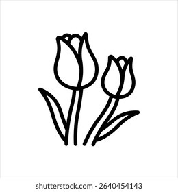 Vector line icon for tulip